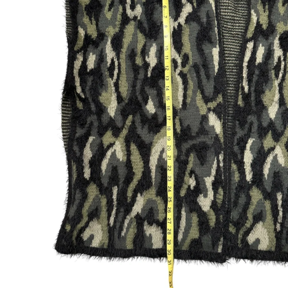Cozy Fuzzy Camo Knit Ruana Wrap Cardigan Boho Neutral Layer - OS‎